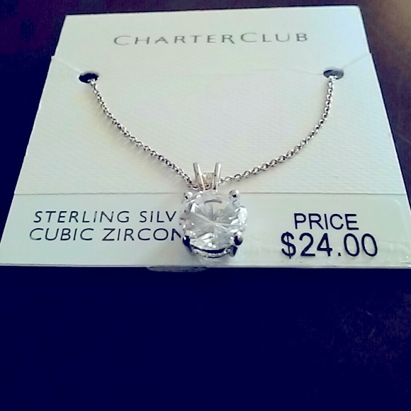 Macys Simple elegance of sterling silver & cubic zirconia pendant with necklace - Picture 4 of 4